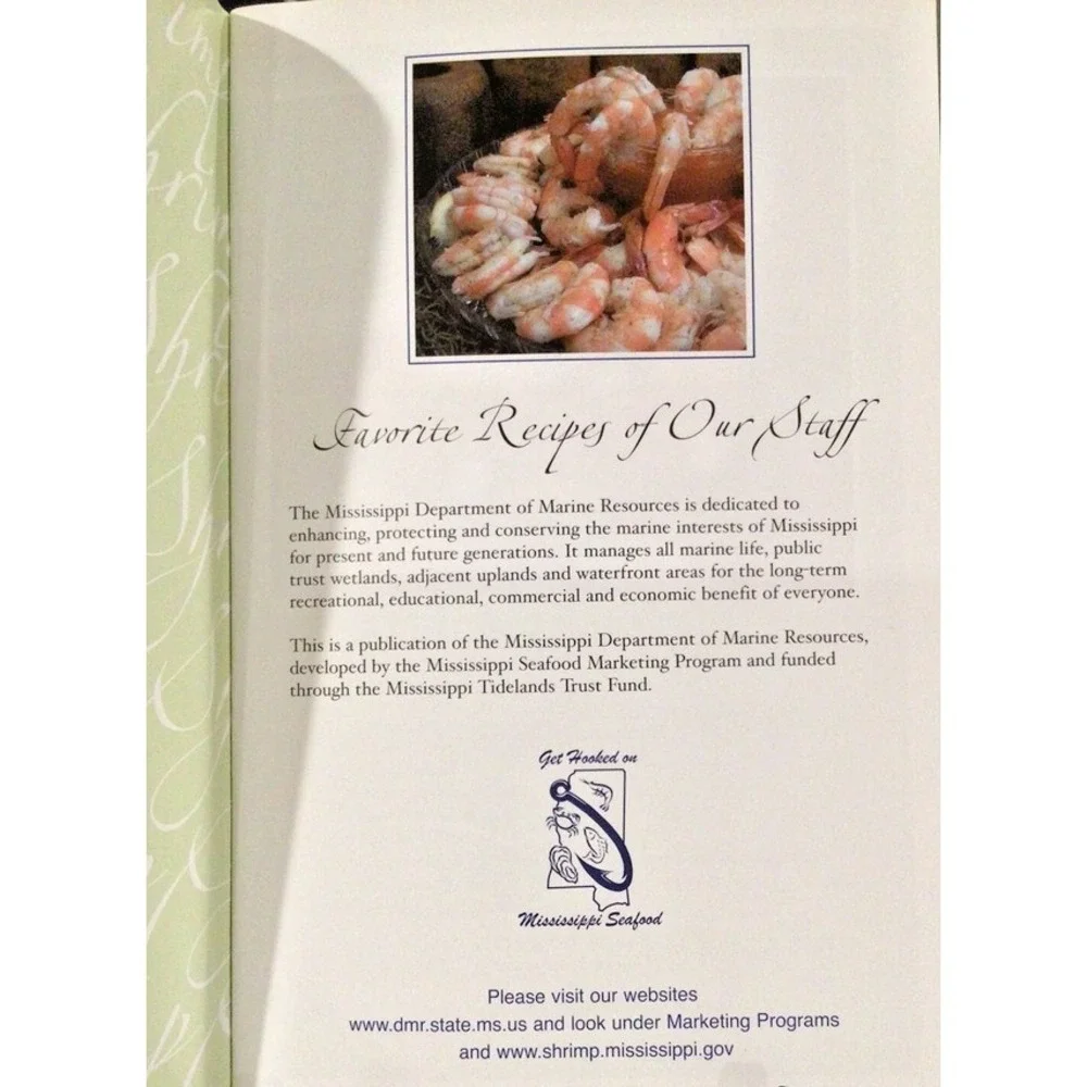 MISSISSIPPI SHRIMP RECIPES Softcover Cookbook DEPARTMENT OF MARINE RESOURCES New